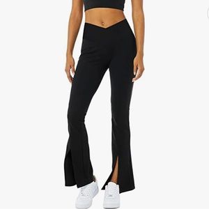 TRENDY Black Crossover Flare Leggings